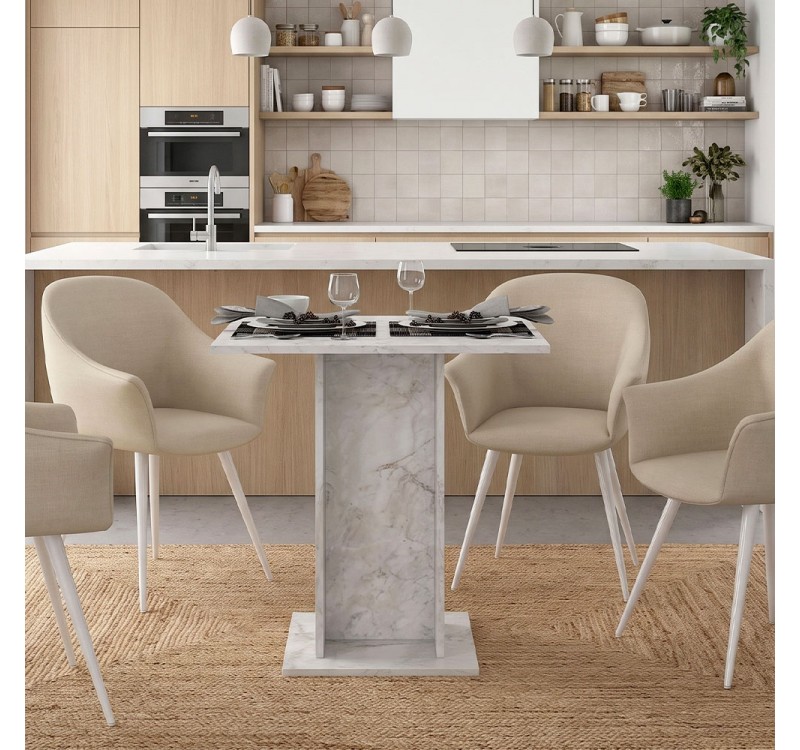 Τραπέζι Allos Megapap χρώμα λευκό εφέ μαρμάρου 75x75x77εκ.