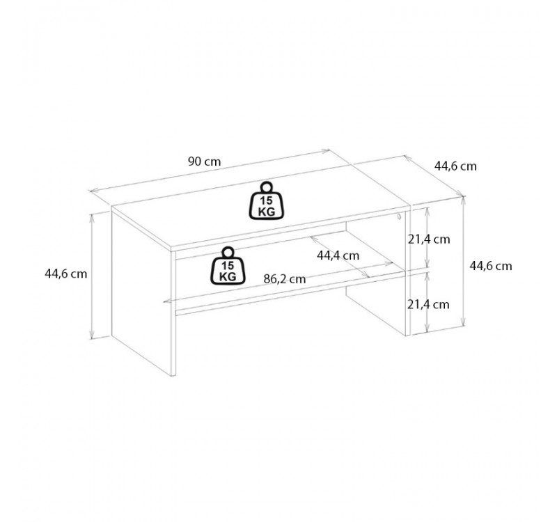 Τραπεζάκι σαλονιού Eleva Megapap χρώμα sapphire oak 90x44,6x46,4εκ.