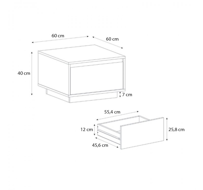 Τραπεζάκι σαλονιού Pura Megapap χρώμα sapphire oak 60x60x40εκ.