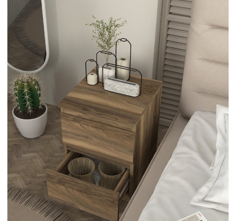 Κομοδίνο Breve Megapap χρώμα καρυδί 39,8x41,8x55εκ.