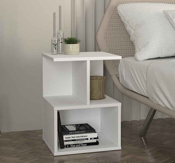 Κομοδίνο - Τραπεζάκι βοηθητικό Entiero Megapap χρώμα λευκό 39,8x35x54,6εκ.