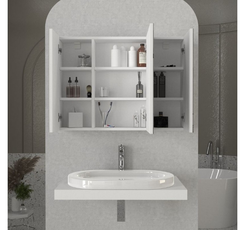 Καθρέπτης μπάνιου Base Μegapap χρώμα λευκό 90x17,1x65εκ.