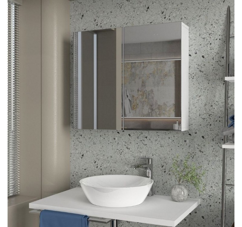 Καθρέπτης μπάνιου Binary Μegapap χρώμα λευκό 75x17,2x65εκ.