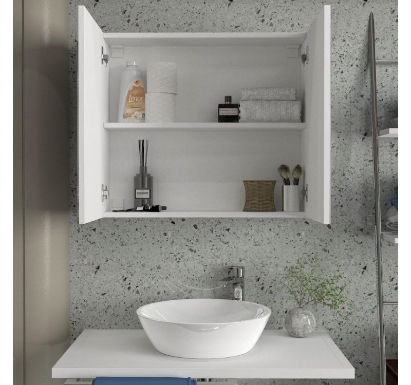 Καθρέπτης μπάνιου Binary Μegapap χρώμα λευκό 75x17,2x65εκ.