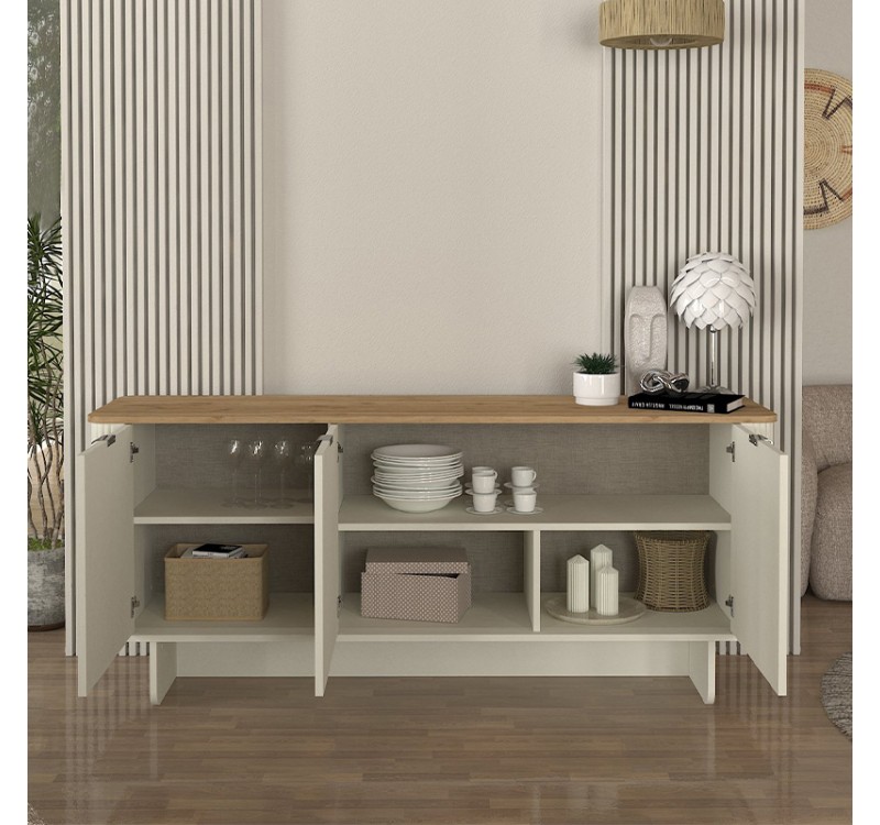 Μπουφές Bohema Megapap χρώμα ivory - sepet oak 180x47x76,6εκ.