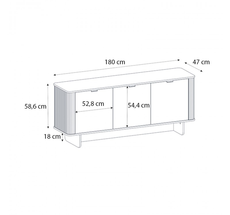 Μπουφές Bohema Megapap χρώμα ivory - sepet oak 180x47x76,6εκ.