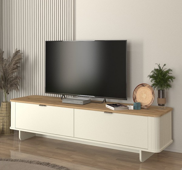 Έπιπλο τηλεόρασης Bohema Megapap χρώμα ivory - sepet oak 180x47x45,6εκ.
