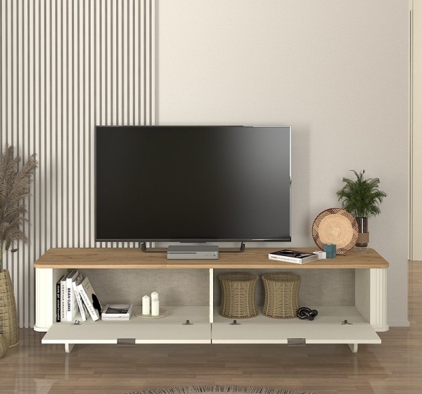 Έπιπλο τηλεόρασης Bohema Megapap χρώμα ivory - sepet oak 180x47x45,6εκ.