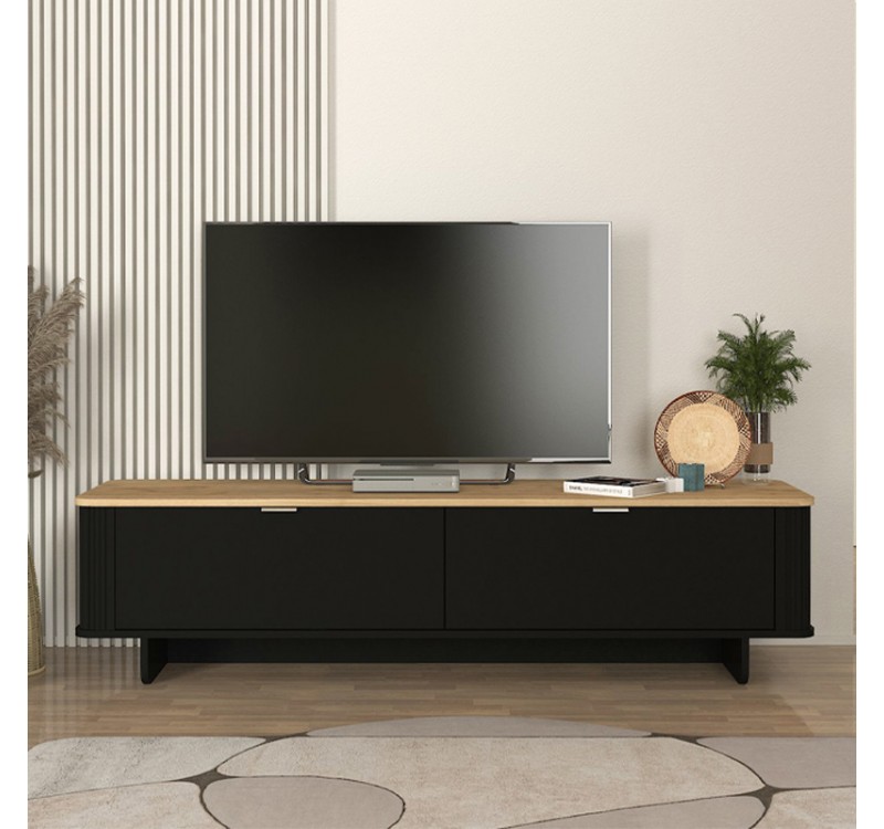 Έπιπλο τηλεόρασης Bohema Megapap χρώμα μαύρο - sepet oak 180x47x45,6εκ.