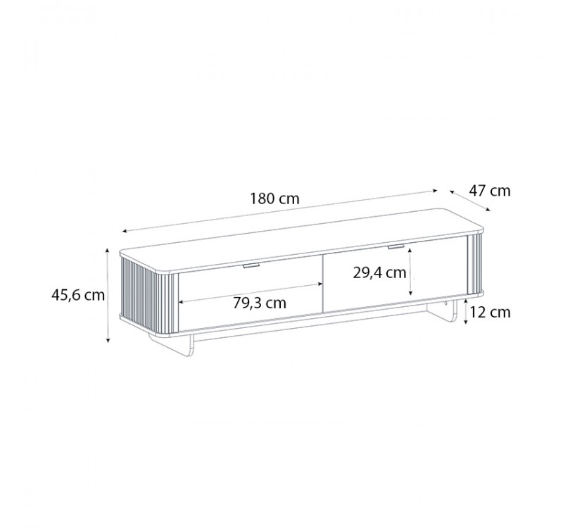 Έπιπλο τηλεόρασης Bohema Megapap χρώμα μαύρο - sepet oak 180x47x45,6εκ.