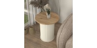 Τραπεζάκι βοηθητικό Bohema Megapap χρώμα ivory - sepet oak Ø50x53,2εκ.