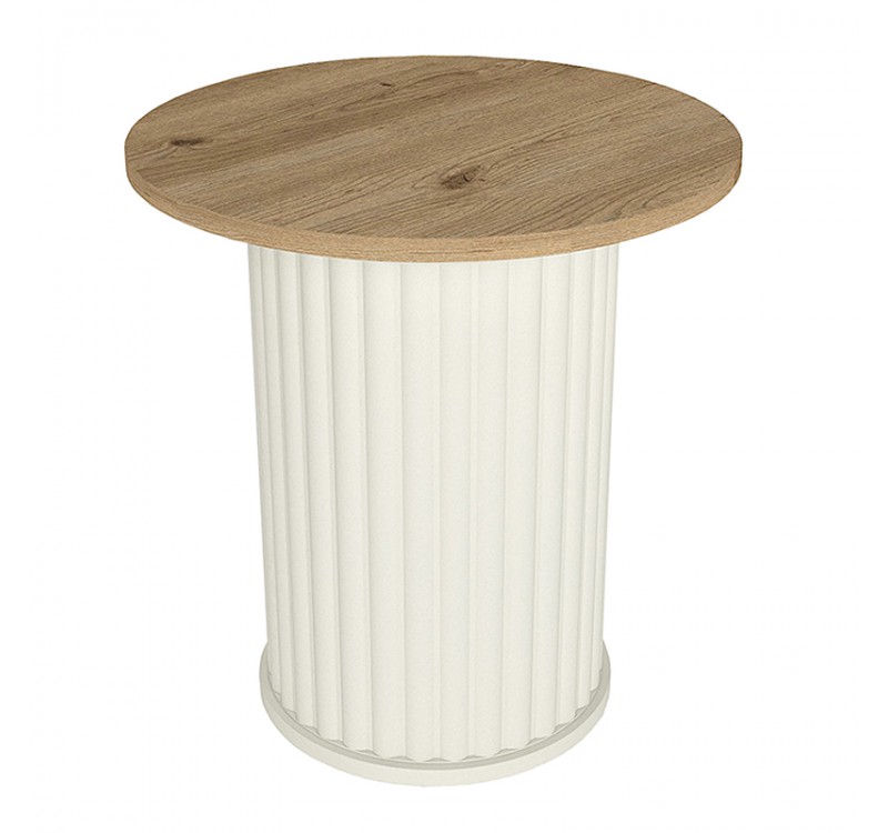 Τραπεζάκι βοηθητικό Bohema Megapap χρώμα ivory - sepet oak Ø50x53,2εκ.