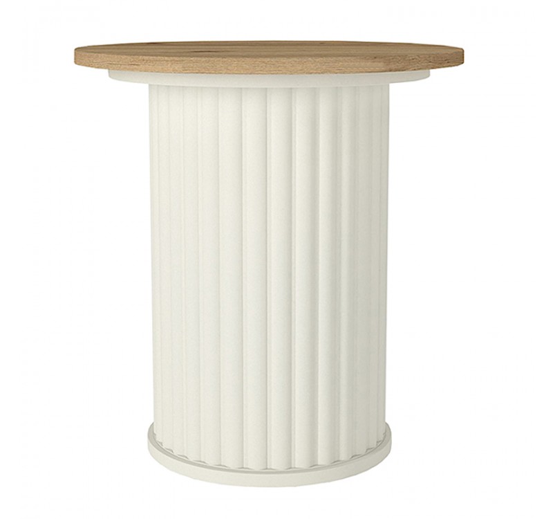 Τραπεζάκι βοηθητικό Bohema Megapap χρώμα ivory - sepet oak Ø50x53,2εκ.