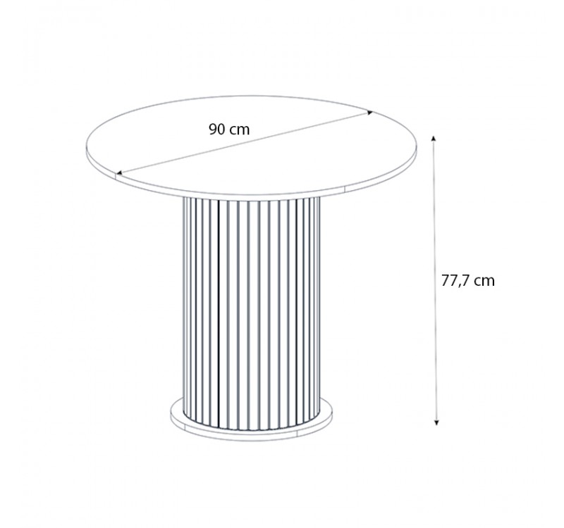 Τραπέζι Bohema Megapap χρώμα ivory - sepet oak Ø90x77,7εκ.