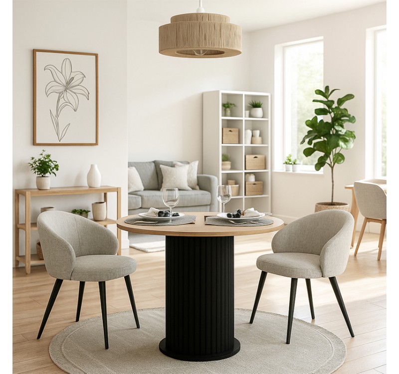 Τραπέζι Bohema Megapap χρώμα μαύρο - sepet oak Ø90x77,7εκ.