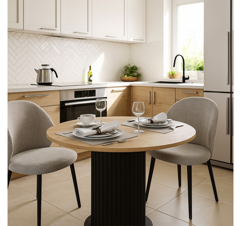 Τραπέζι Bohema Megapap χρώμα μαύρο - sepet oak Ø90x77,7εκ.