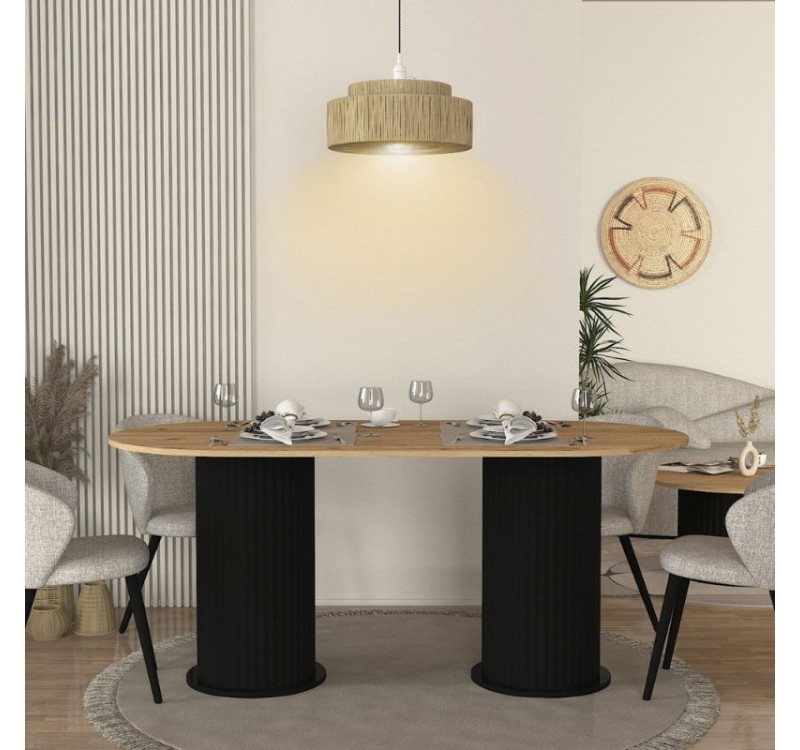 Τραπέζι Bohema Megapap χρώμα μαύρο - sepet oak 180x90x77,7εκ.