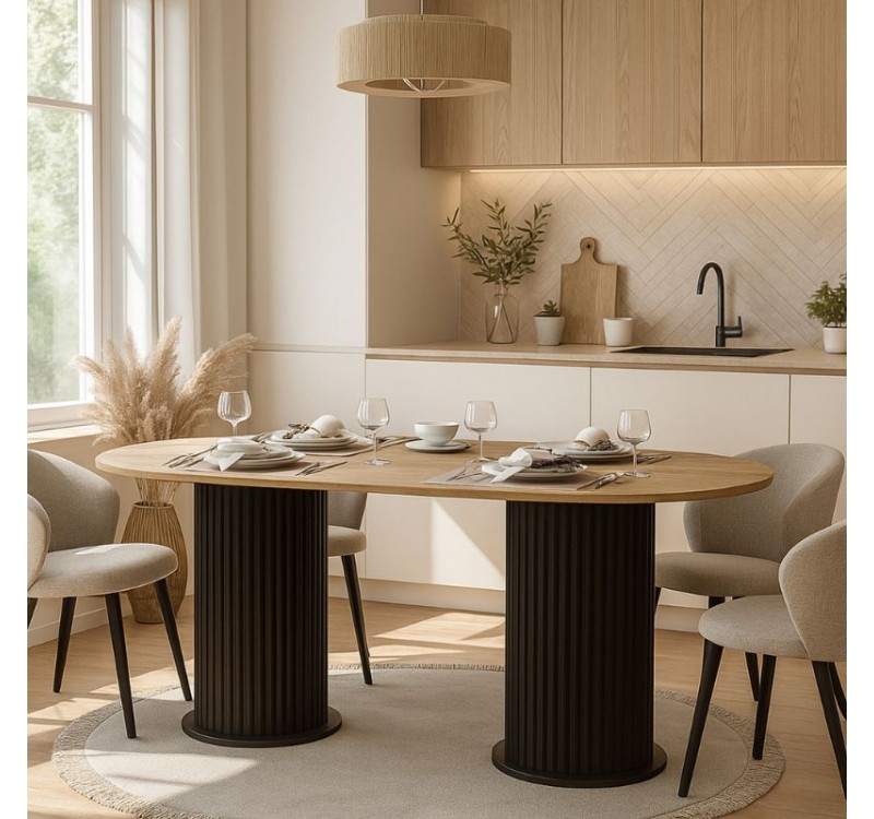 Τραπέζι Bohema Megapap χρώμα μαύρο - sepet oak 180x90x77,7εκ.