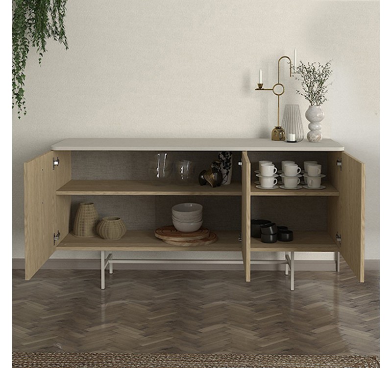 Μπουφές Rebel Megapap χρώμα rota oak - sandstone 150x45x76,5εκ.