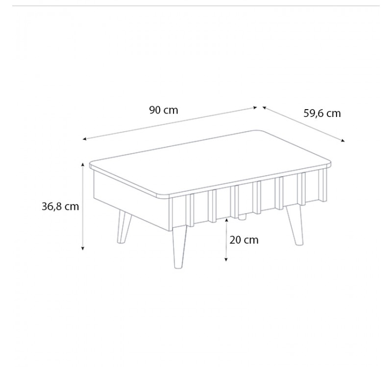 Τραπεζάκι σαλονιού Gemma Megapap χρώμα sepet oak 90x59,6x36,8εκ.