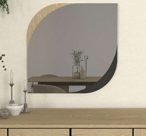 Καθρέπτης τοίχου Lava Μegapap χρώμα rota oak - ανθρακί 70x2,2x70εκ.