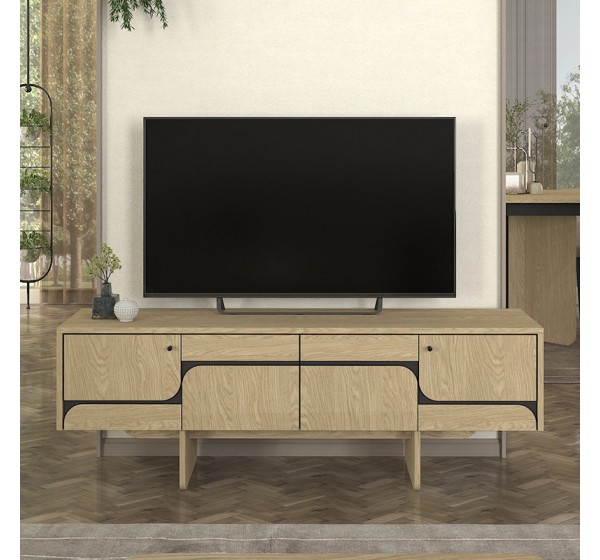 Έπιπλο τηλεόρασης Lava Megapap χρώμα rota oak - ανθρακί 150x35x51,3εκ.