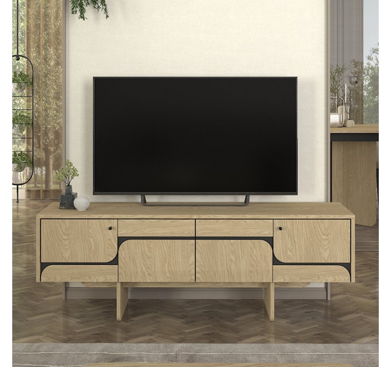 Έπιπλο τηλεόρασης Lava Megapap χρώμα rota oak - ανθρακί 150x35x51,3εκ.