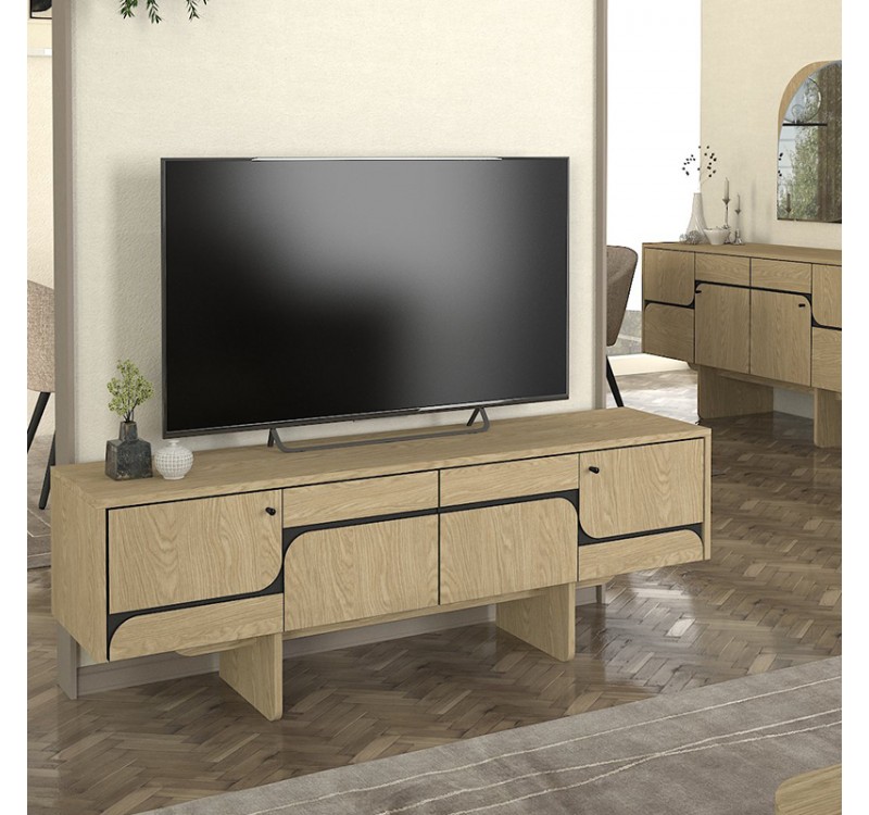 Έπιπλο τηλεόρασης Lava Megapap χρώμα rota oak - ανθρακί 150x35x51,3εκ.