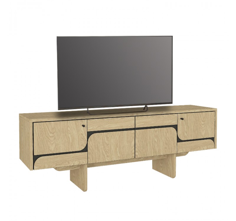 Έπιπλο τηλεόρασης Lava Megapap χρώμα rota oak - ανθρακί 150x35x51,3εκ.
