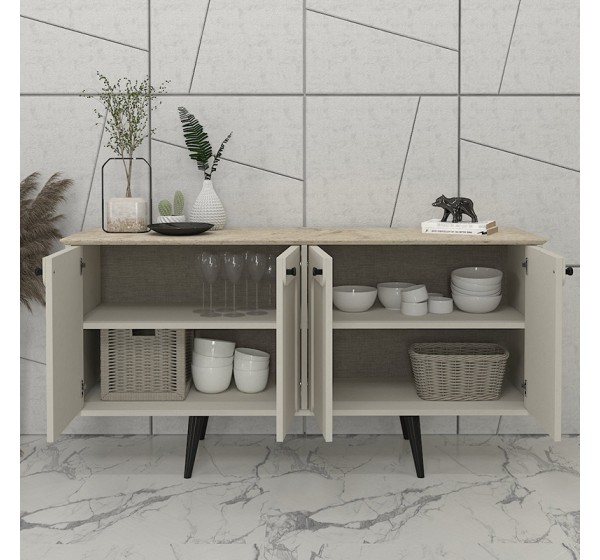 Μπουφές Sevilla Megapap χρώμα sandstone - travertine 150x44,6x72,2εκ.