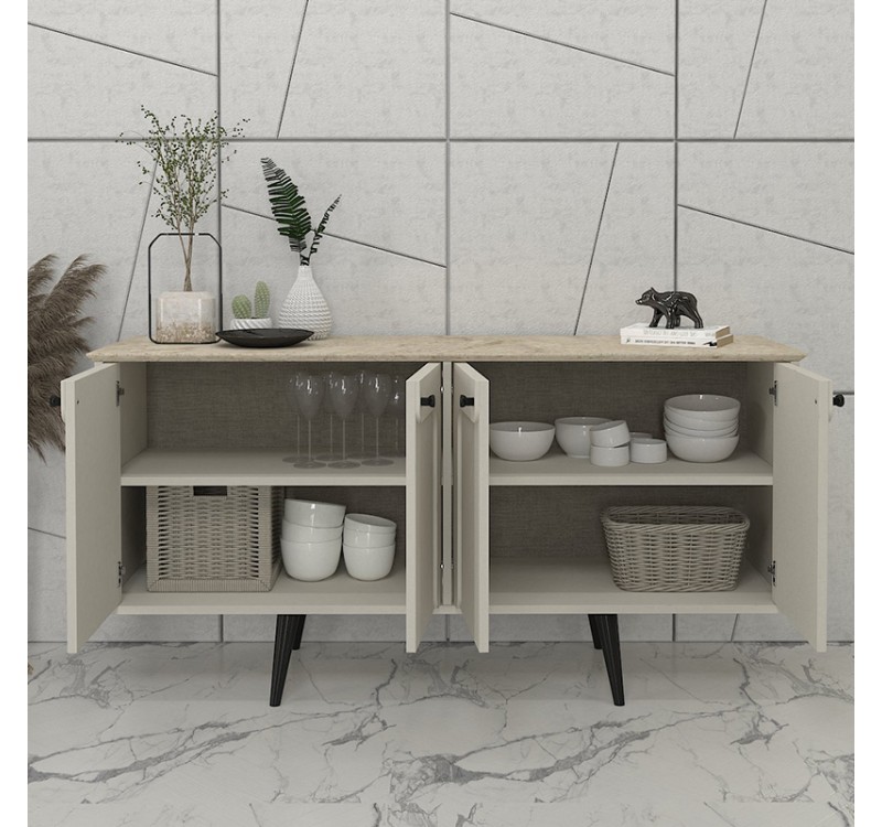 Μπουφές Sevilla Megapap χρώμα sandstone - travertine 150x44,6x72,2εκ.