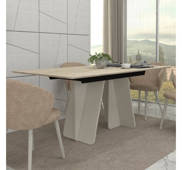 Τραπέζι Sevilla Megapap χρώμα sandstone - travertine 180x90x75εκ.