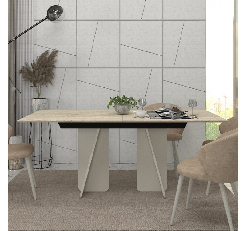 Τραπέζι Sevilla Megapap χρώμα sandstone - travertine 180x90x75εκ.