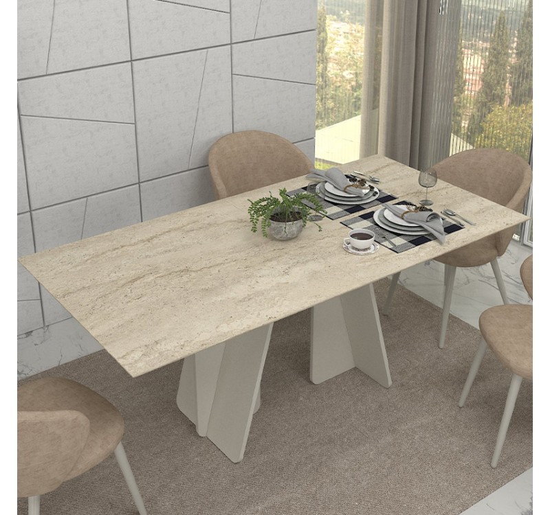 Τραπέζι Sevilla Megapap χρώμα sandstone - travertine 180x90x75εκ.