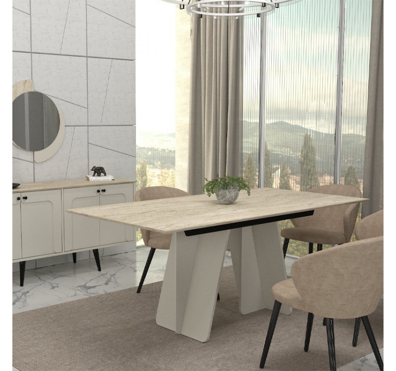 Τραπέζι Sevilla Megapap χρώμα sandstone - travertine 180x90x75εκ.