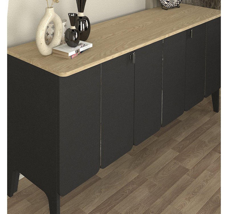 Μπουφές Pedro Megapap χρώμα ανθρακί - rota oak 150x45x75εκ.