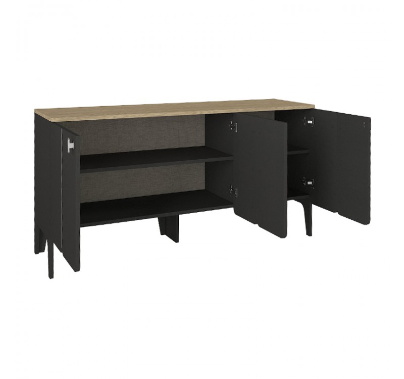 Μπουφές Pedro Megapap χρώμα ανθρακί - rota oak 150x45x75εκ.
