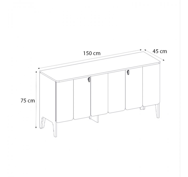 Μπουφές Pedro Megapap χρώμα ανθρακί - rota oak 150x45x75εκ.
