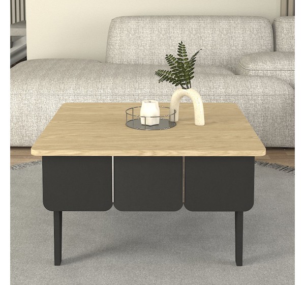 Τραπεζάκι σαλονιού Pedro Megapap χρώμα ανθρακί - rota oak 73,2x73,2x38,6εκ.