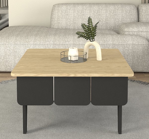 Τραπεζάκι σαλονιού Pedro Megapap χρώμα ανθρακί - rota oak 73,2x73,2x38,6εκ.