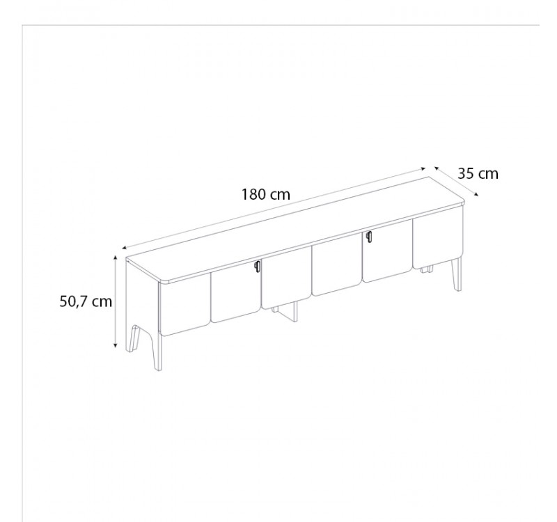Έπιπλο τηλεόρασης Pedro Megapap χρώμα ανθρακί - rota oak 180x35x50,7εκ.