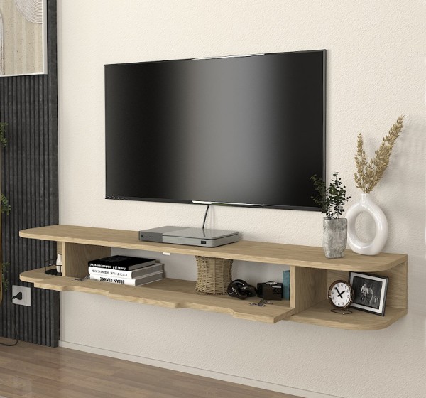 Έπιπλο τηλεόρασης επιτοίχιο Noland Megapap με LED χρώμα rota oak 150x35x19,2εκ.