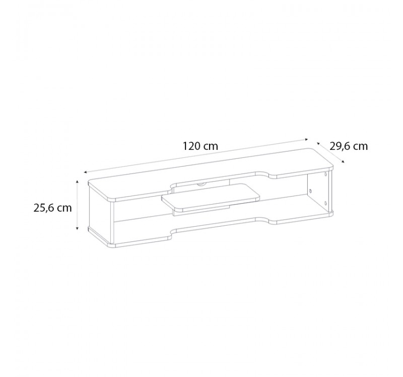 Έπιπλο τηλεόρασης επιτοίχιο Perry Megapap χρώμα λευκό 120x29,6x25,6εκ.