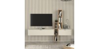 Σύνθεση τηλεόρασης επιτοίχια Edgar χρώμα sandstone - sepet oak 198,4x29,6x148,5εκ.