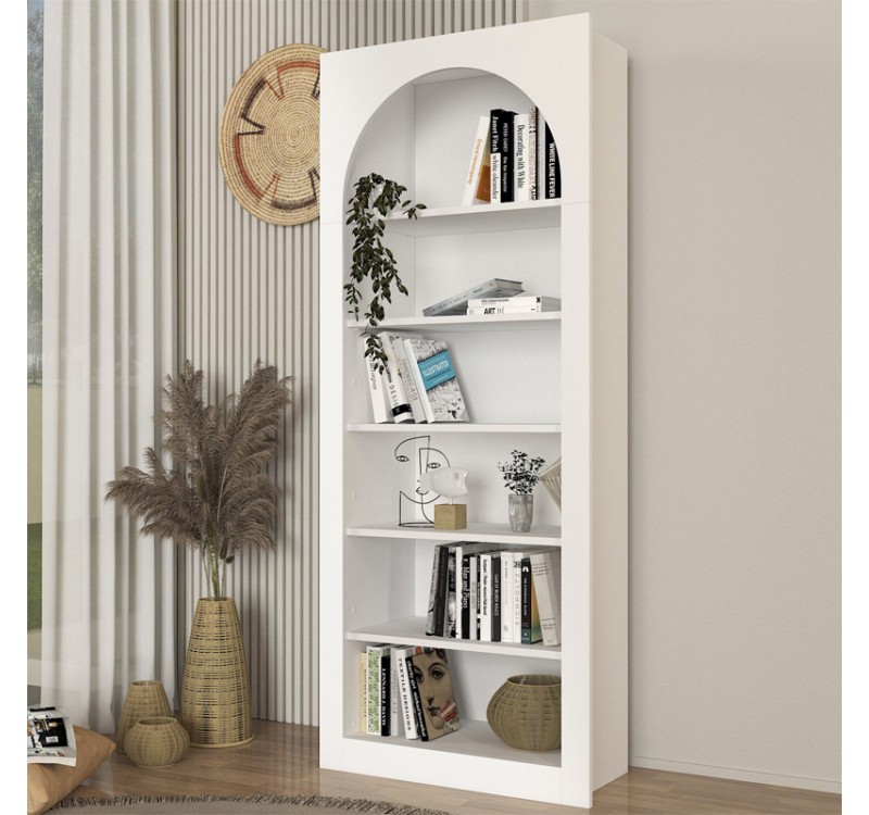 Βιβλιοθήκη Voila Megapap χρώμα λευκό 74x35x180εκ.