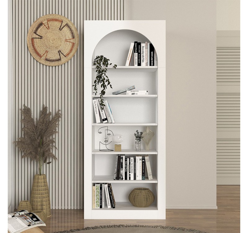 Βιβλιοθήκη Voila Megapap χρώμα λευκό 74x35x180εκ.