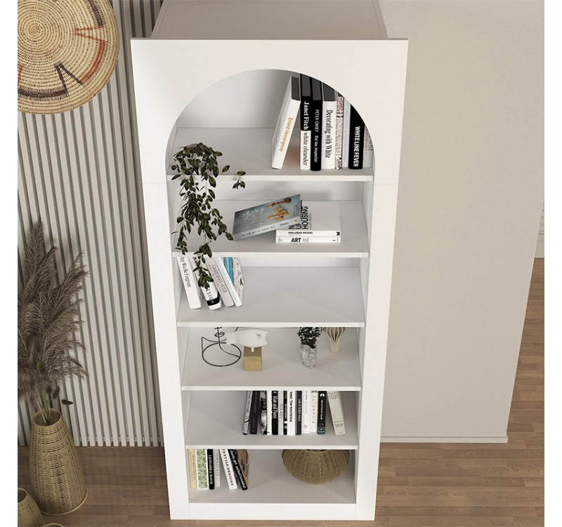 Βιβλιοθήκη Voila Megapap χρώμα λευκό 74x35x180εκ.