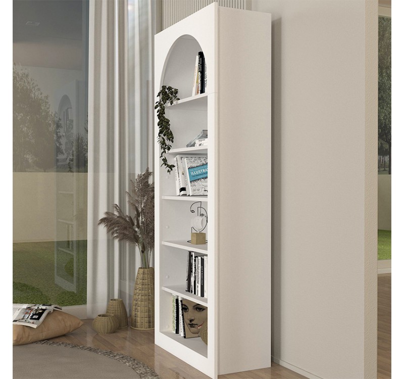 Βιβλιοθήκη Voila Megapap χρώμα λευκό 74x35x180εκ.