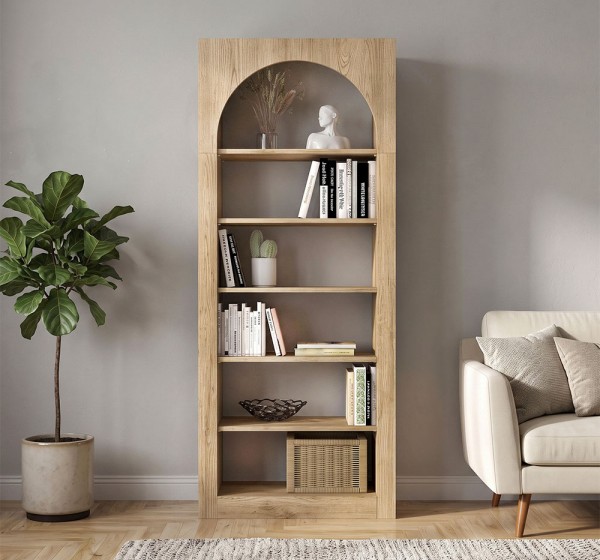 Βιβλιοθήκη Voila Megapap χρώμα sepet oak 74x35x180εκ.