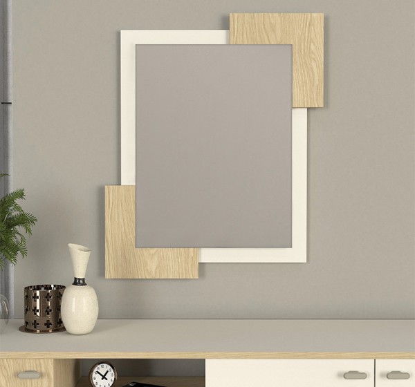 Καθρέπτης τοίχου Selinos Μegapap χρώμα sandstone - rota oak 65x2,2x85εκ.